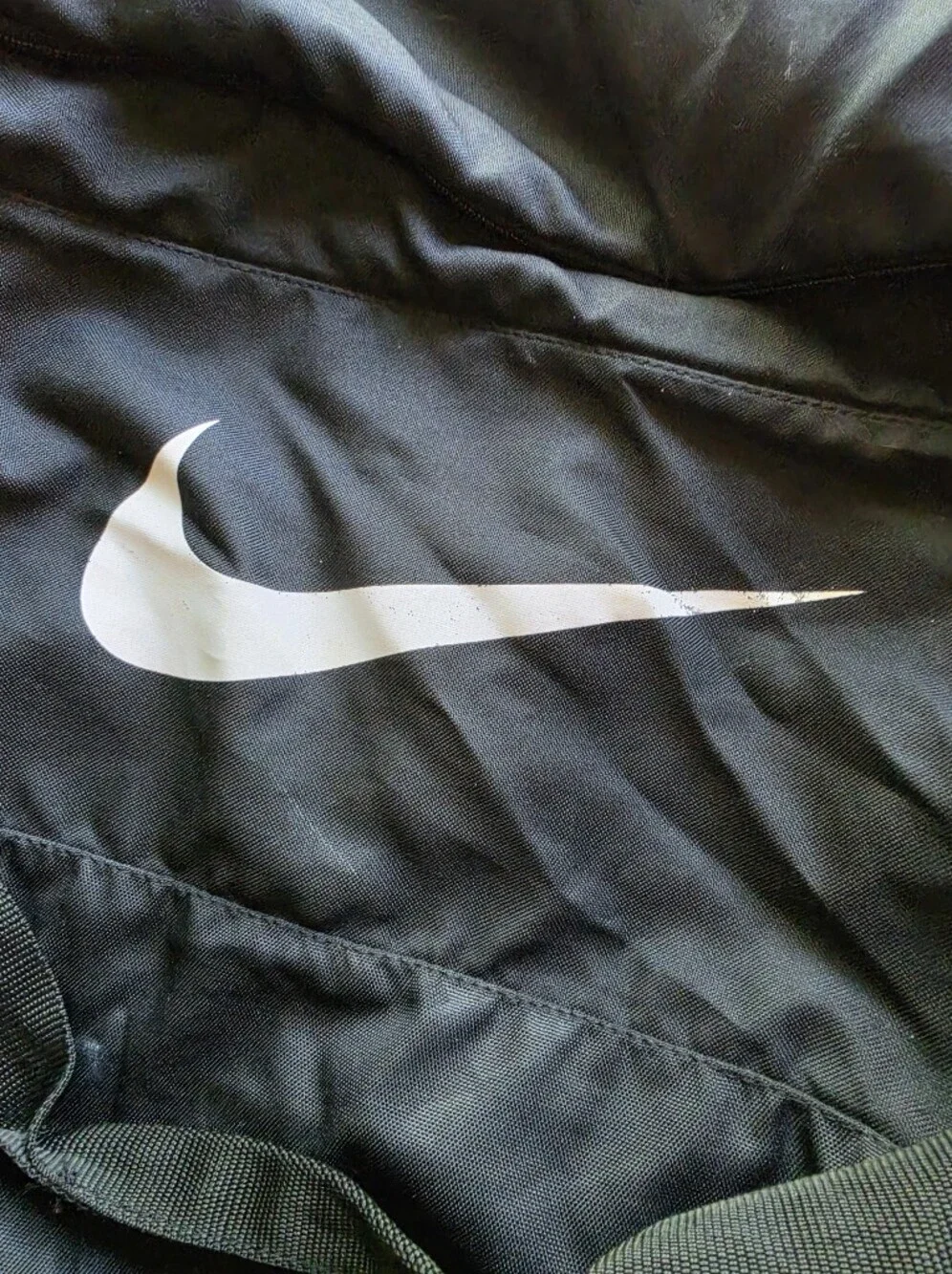 Nike Large Black Duffle Bag with White Swoosh